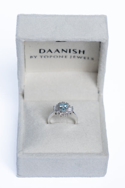 Blue Topaz Geometric Ring