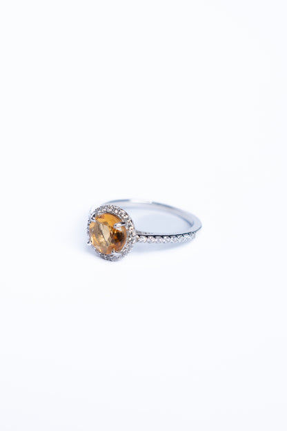 Citrine Halo Ring