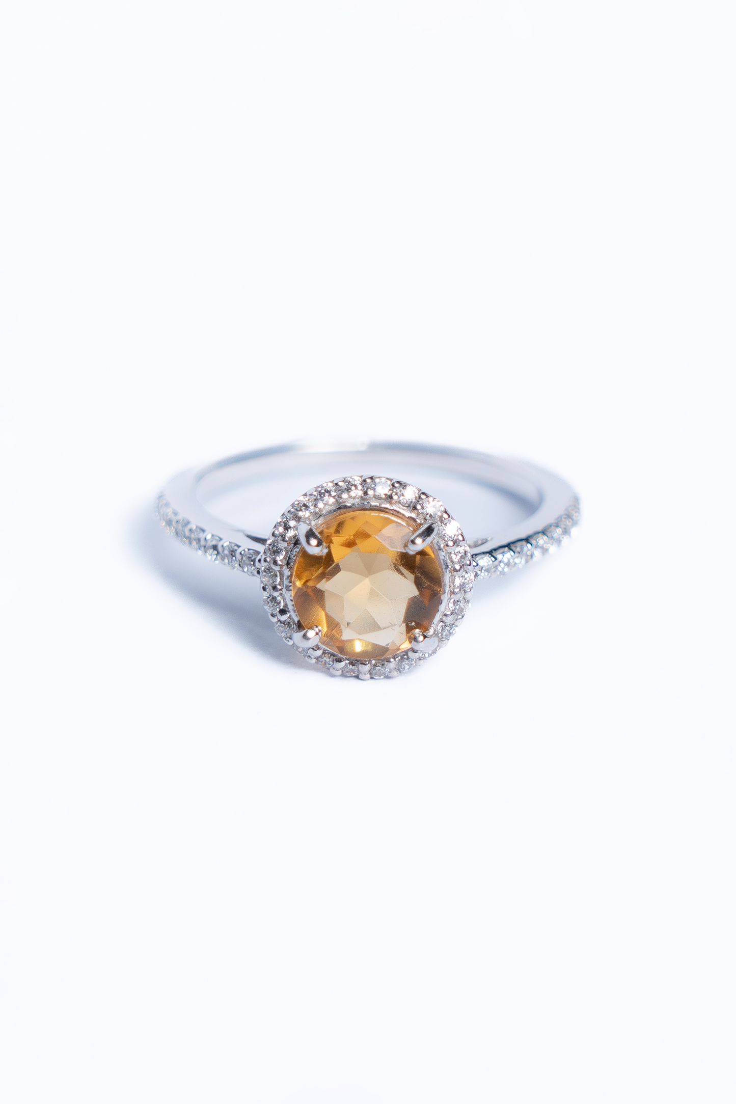 Citrine Halo Ring
