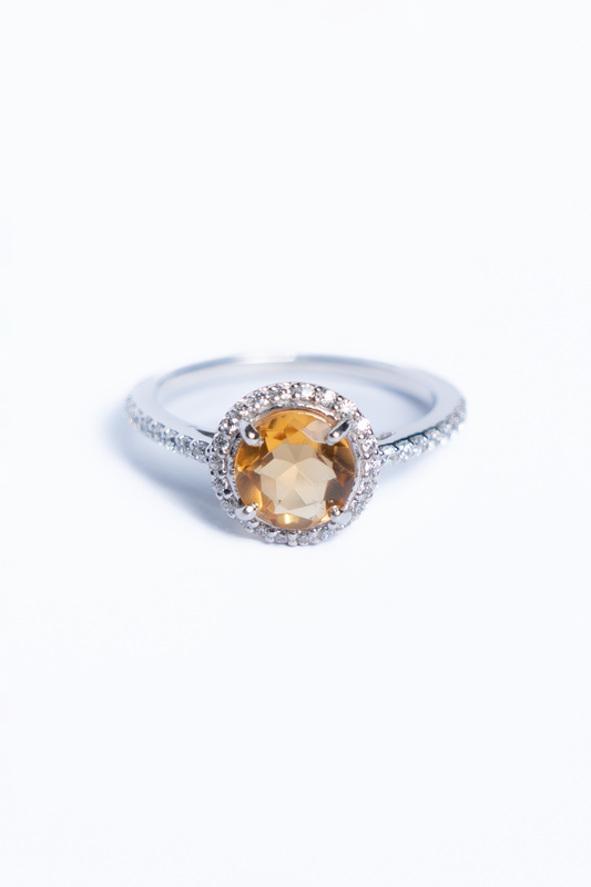 Citrine Halo Ring