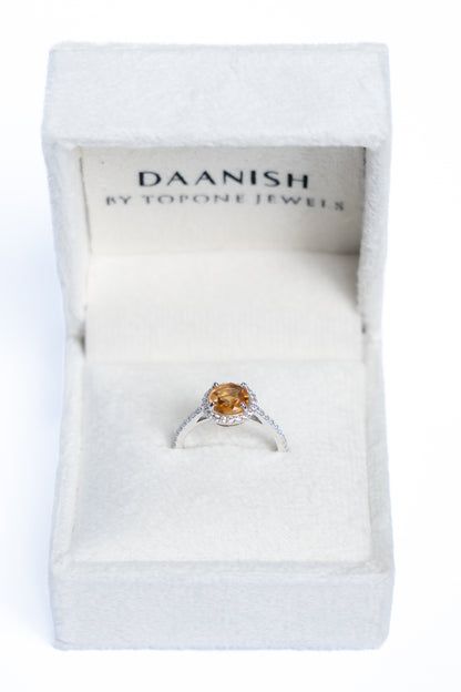 Citrine Halo Ring