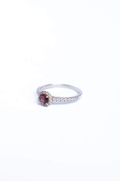 Garnet Halo Ring