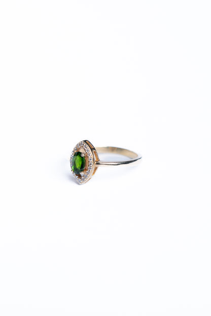 Peridot And Zircon Leaf Ring