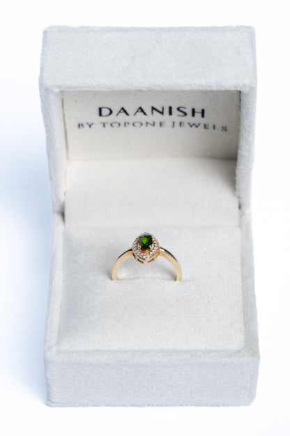 Peridot And Zircon Leaf Ring