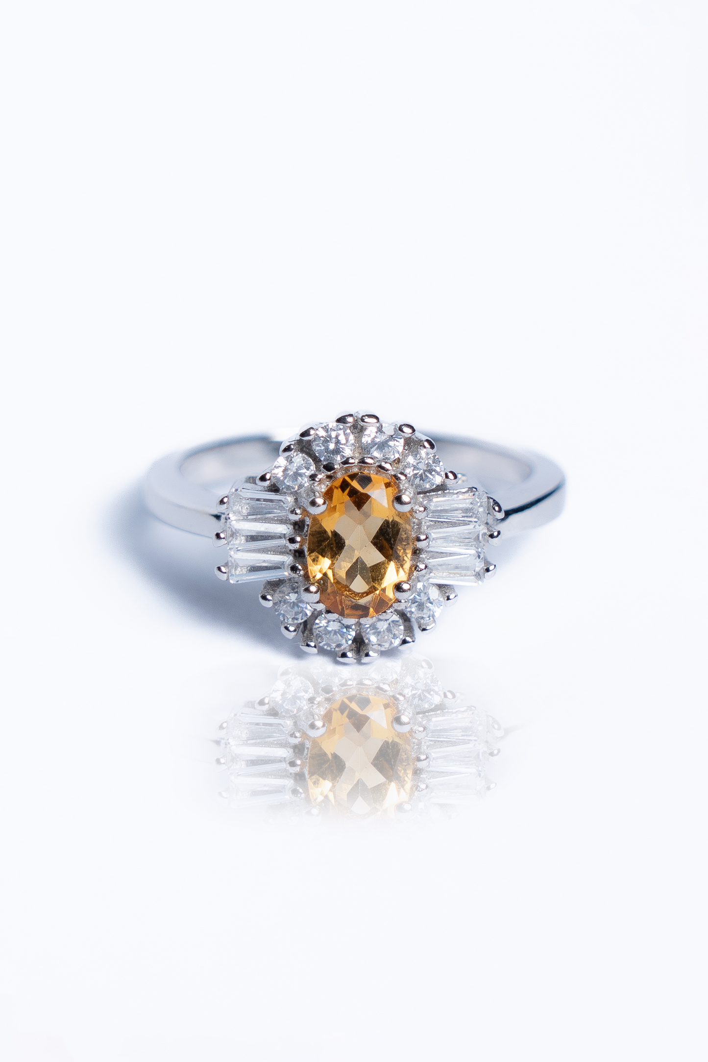 Citrine And Zircon Geometric Ring