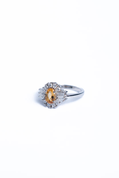 Citrine And Zircon Geometric Ring