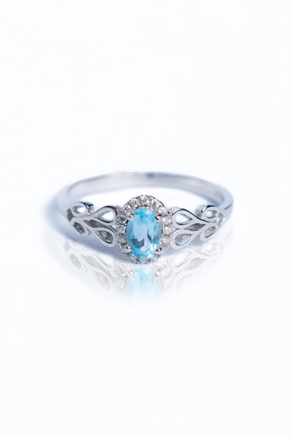 Blue Topaz And Zircon Ring