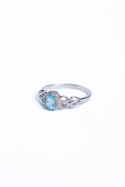 Blue Topaz And Zircon Ring