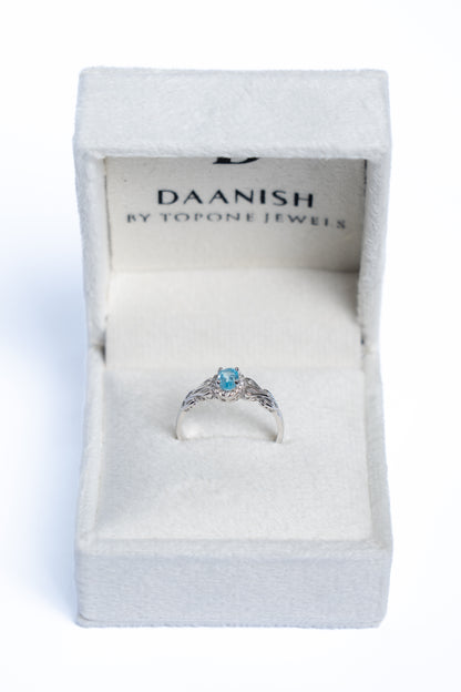 Blue Topaz And Zircon Ring