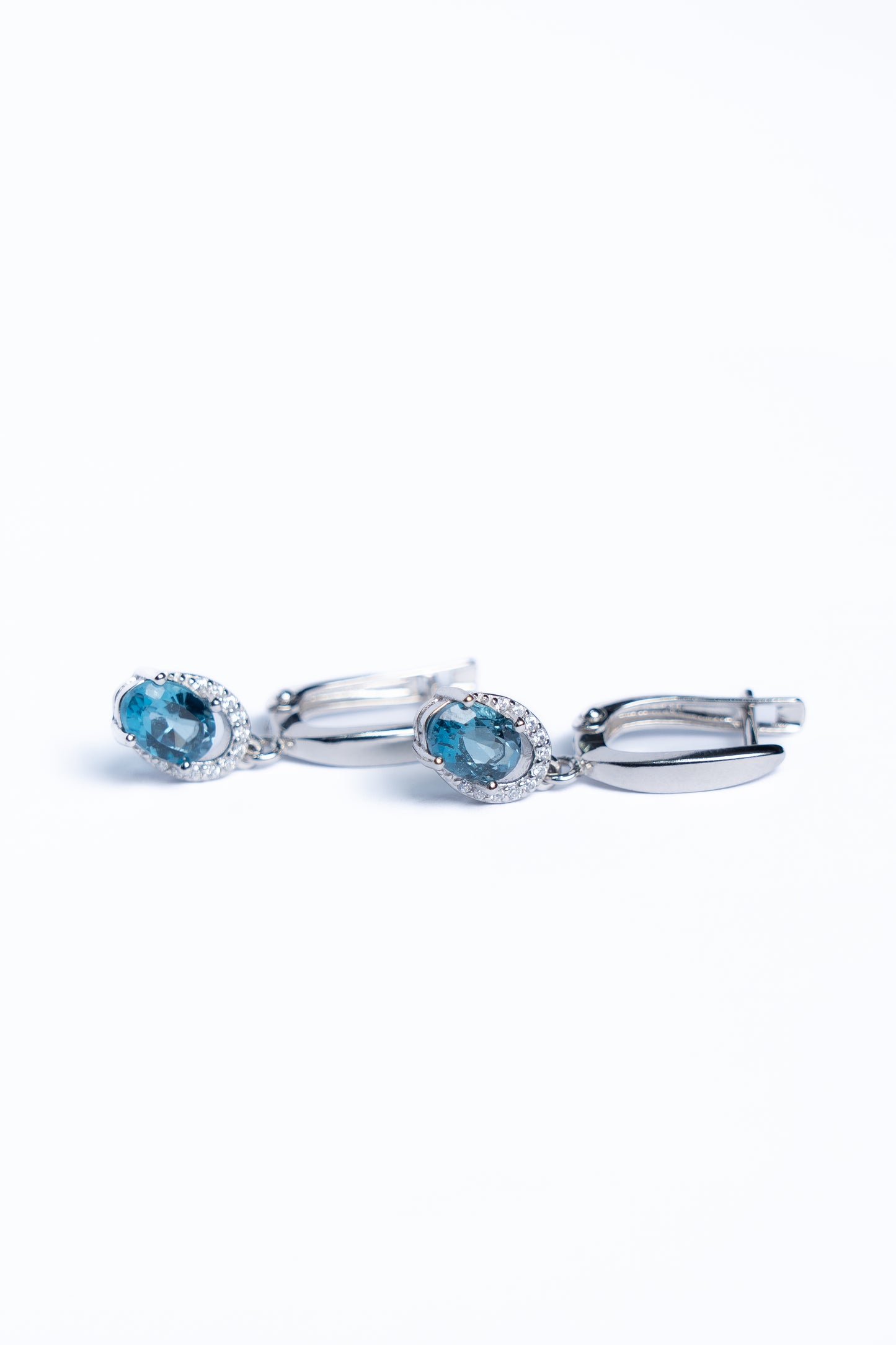Blue Topaz And Zircon Drop Earrings