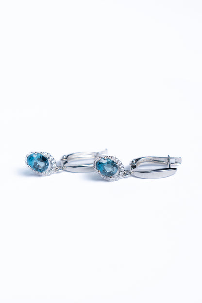 Blue Topaz And Zircon Drop Earrings
