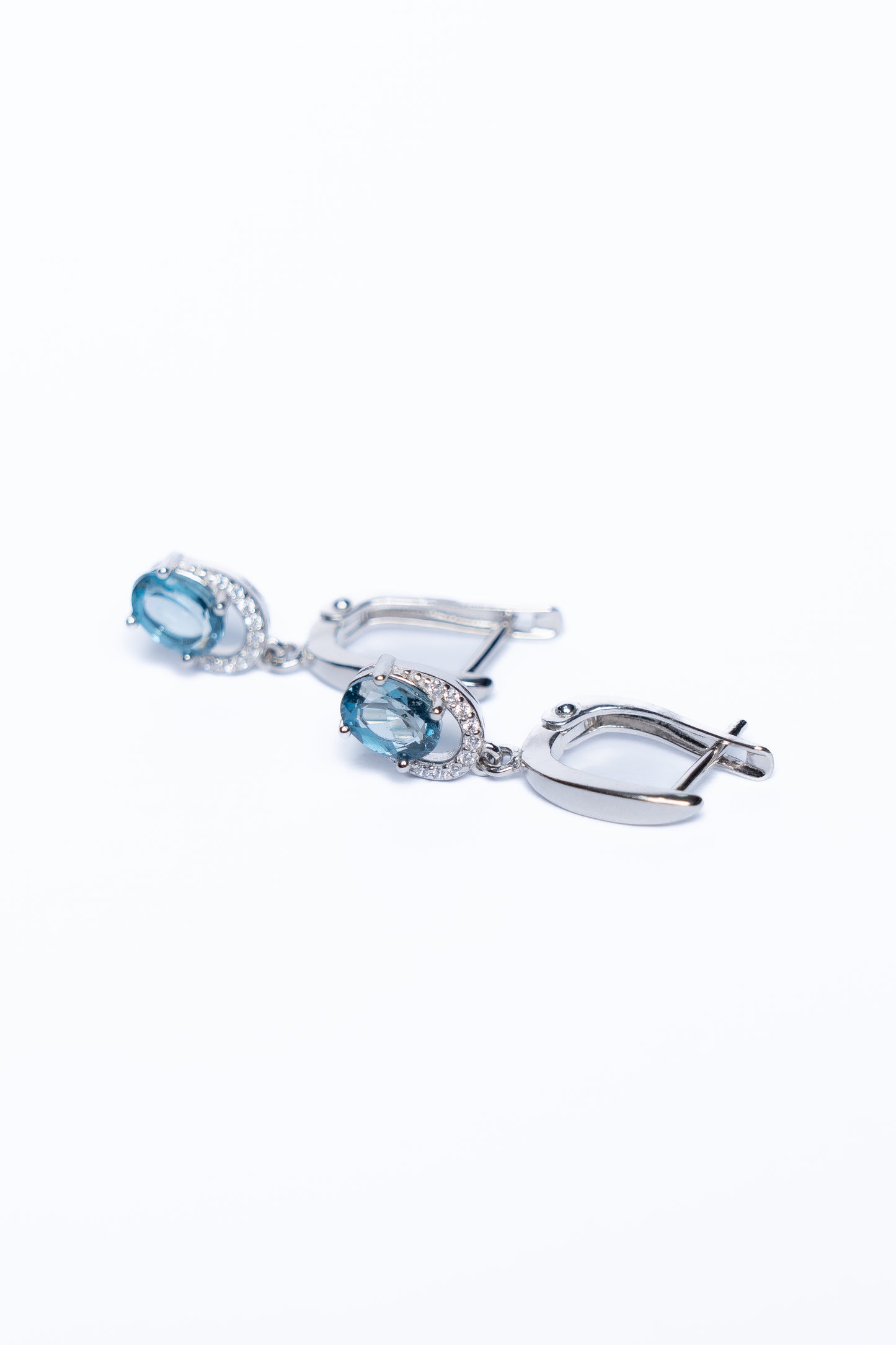 Blue Topaz And Zircon Drop Earrings
