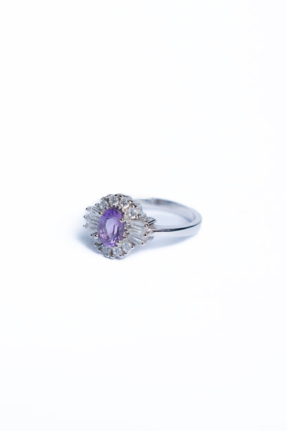 Amethyst And Zircon Geometric Ring
