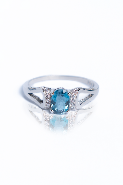 Blue Topaz And Zircon Curve Ring