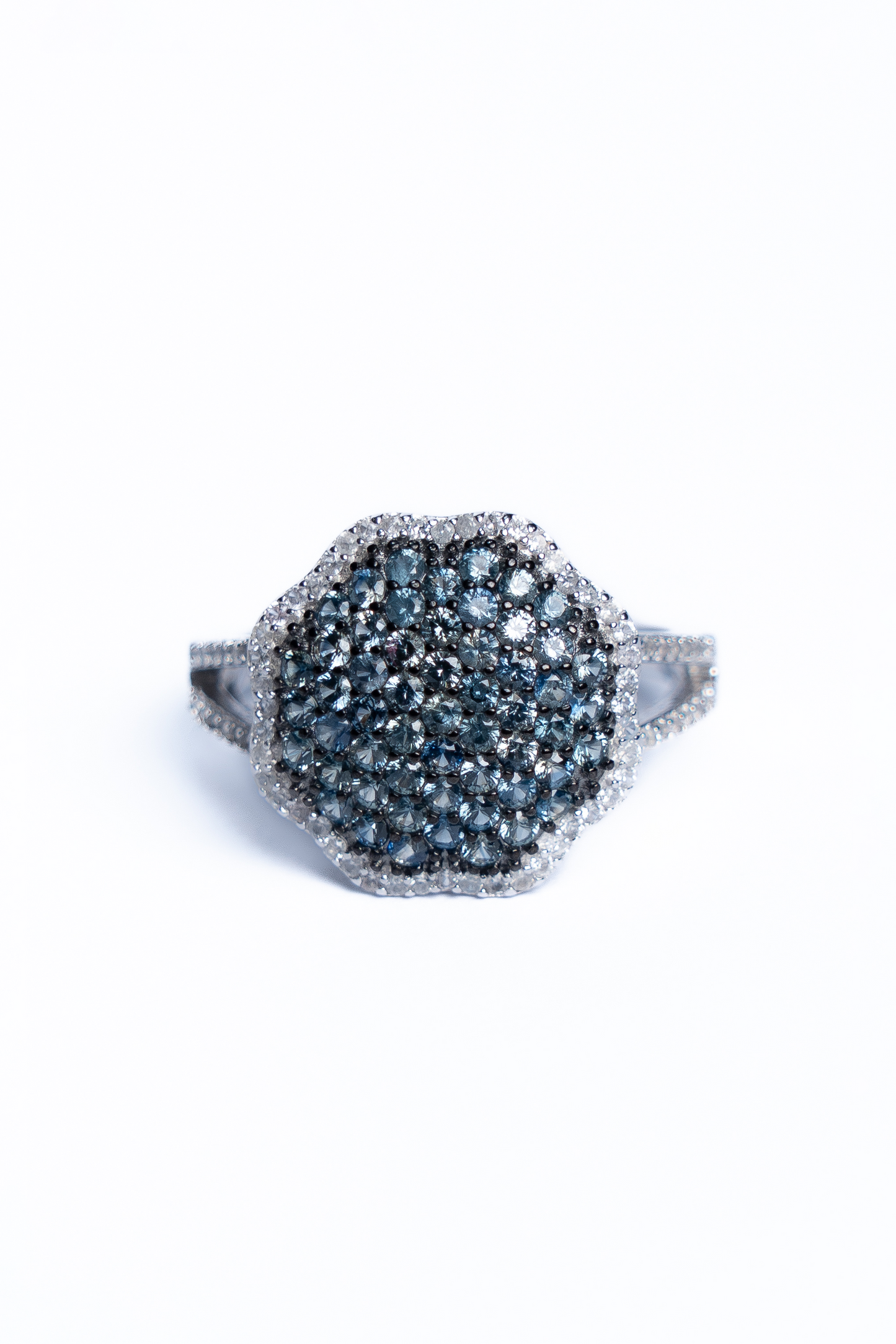 Green Sapphire And Zircon Ring