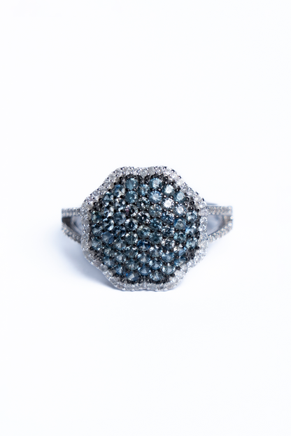 Green Sapphire And Zircon Ring