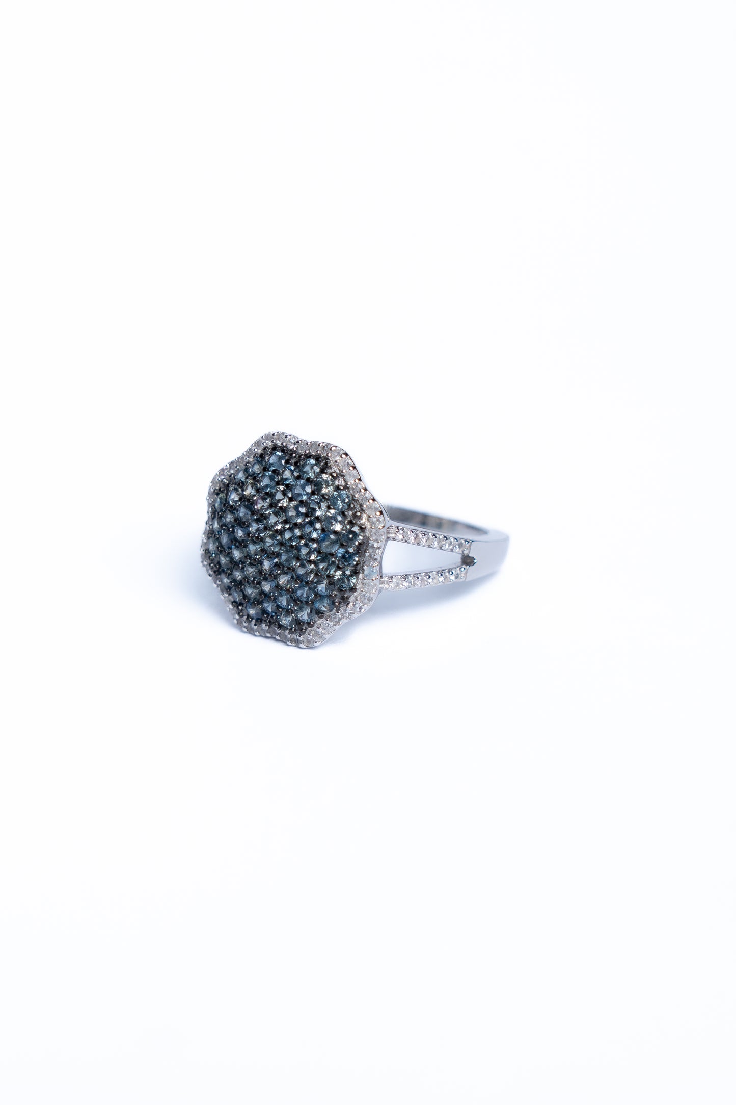 Green Sapphire And Zircon Ring