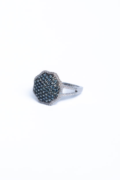 Green Sapphire And Zircon Ring