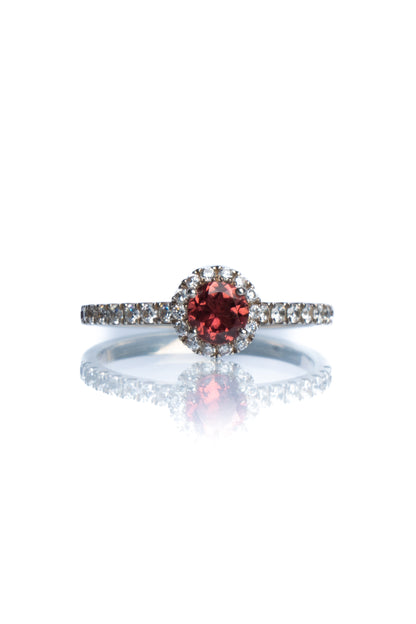 Garnet Halo Ring