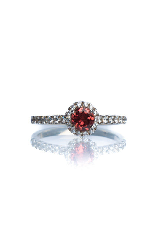Garnet Halo Ring