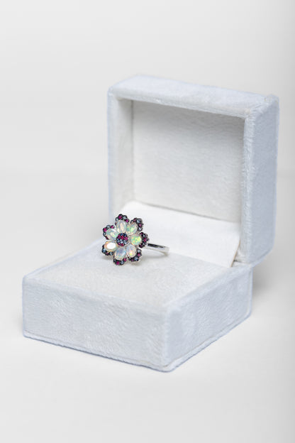 Opal Flower Ring