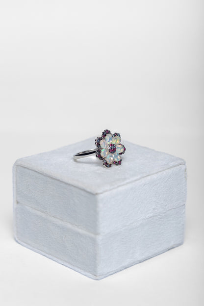 Opal Flower Ring