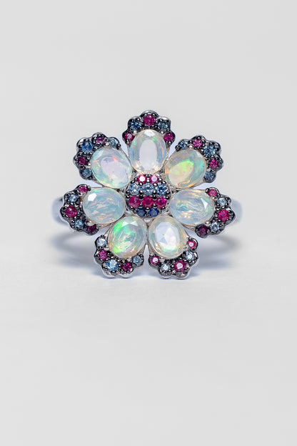 Opal Flower Ring