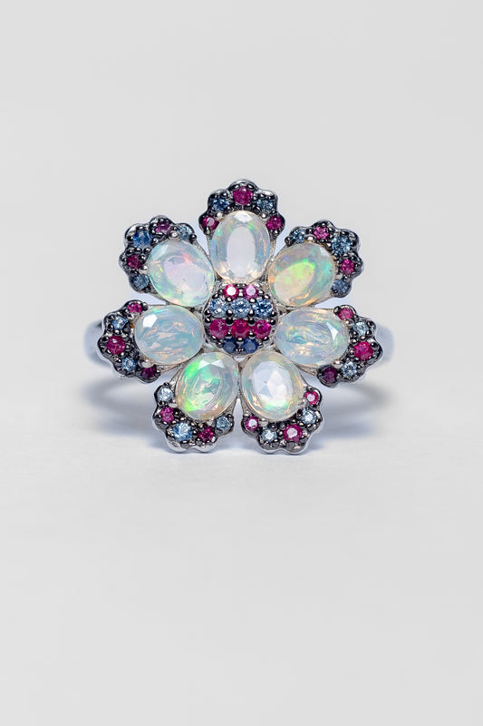 Opal Flower Ring