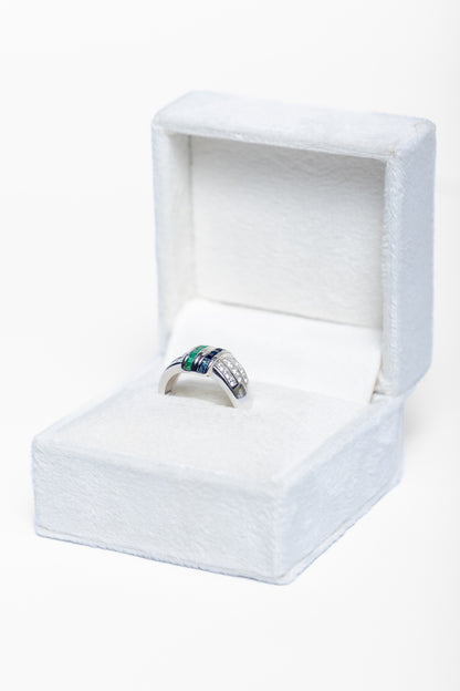 Blue Sapphire and Emerald Ring