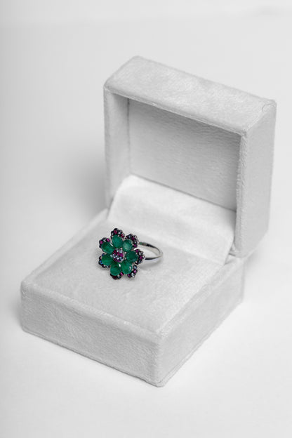Emerald Flower Ring