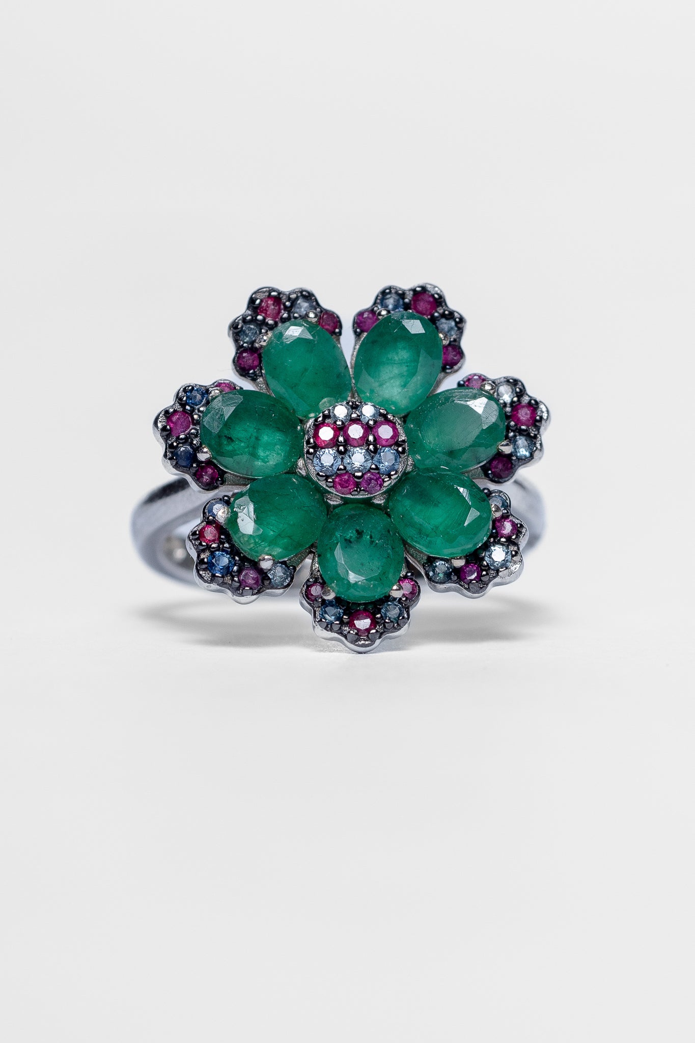 Emerald Flower Ring