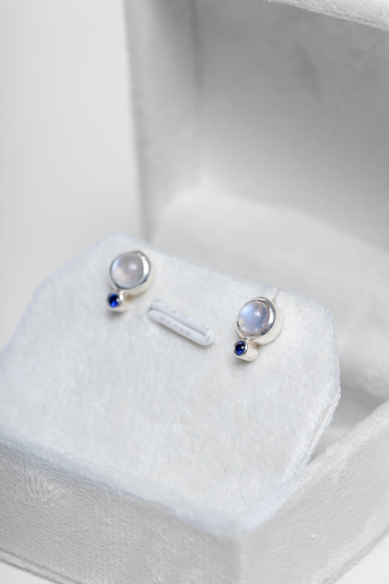 Moonstone and Blue Sapphire Earrings