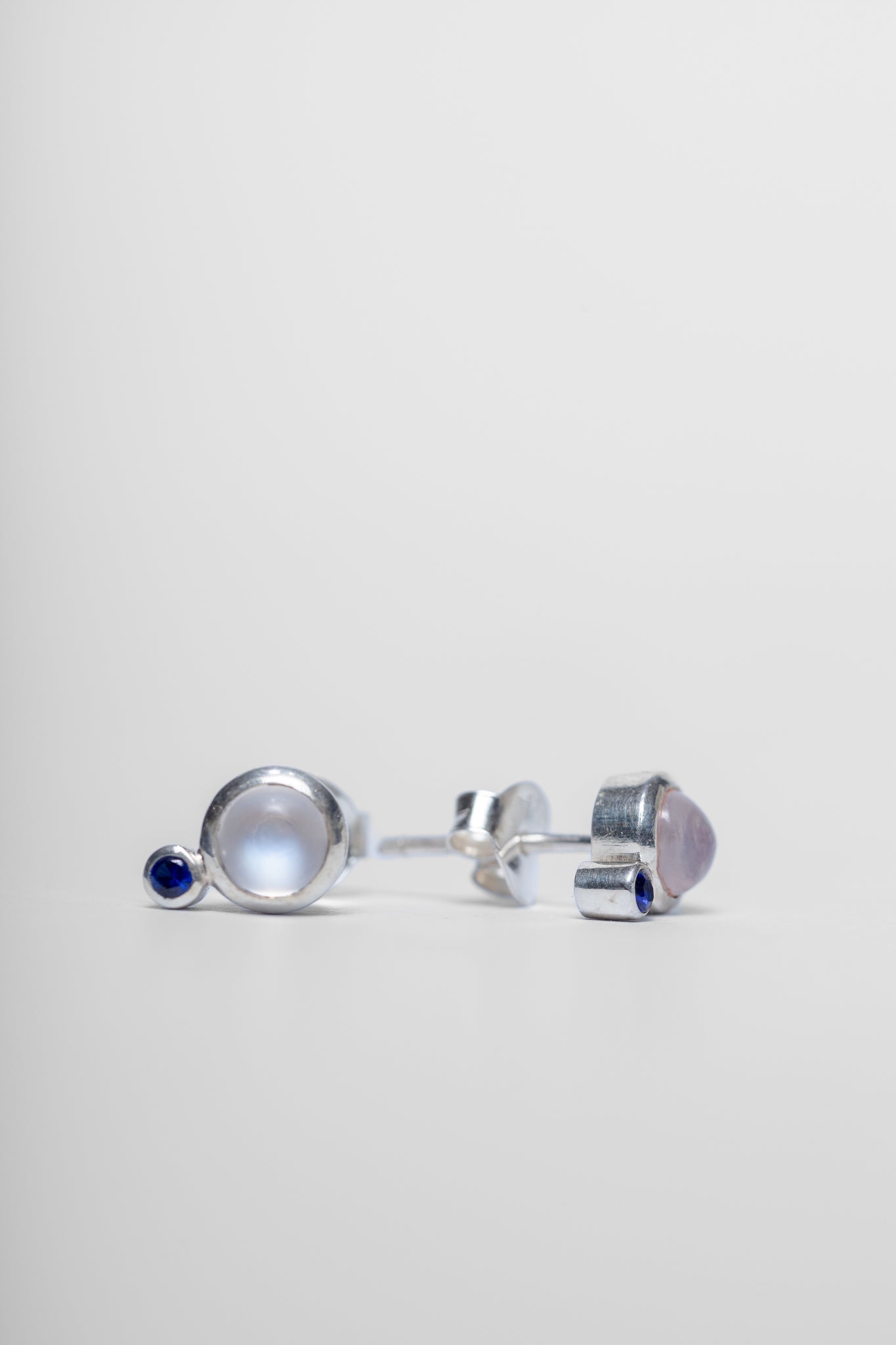 Moonstone and Blue Sapphire Earrings