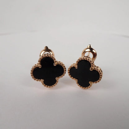 Clover Onyx Stud Earrings