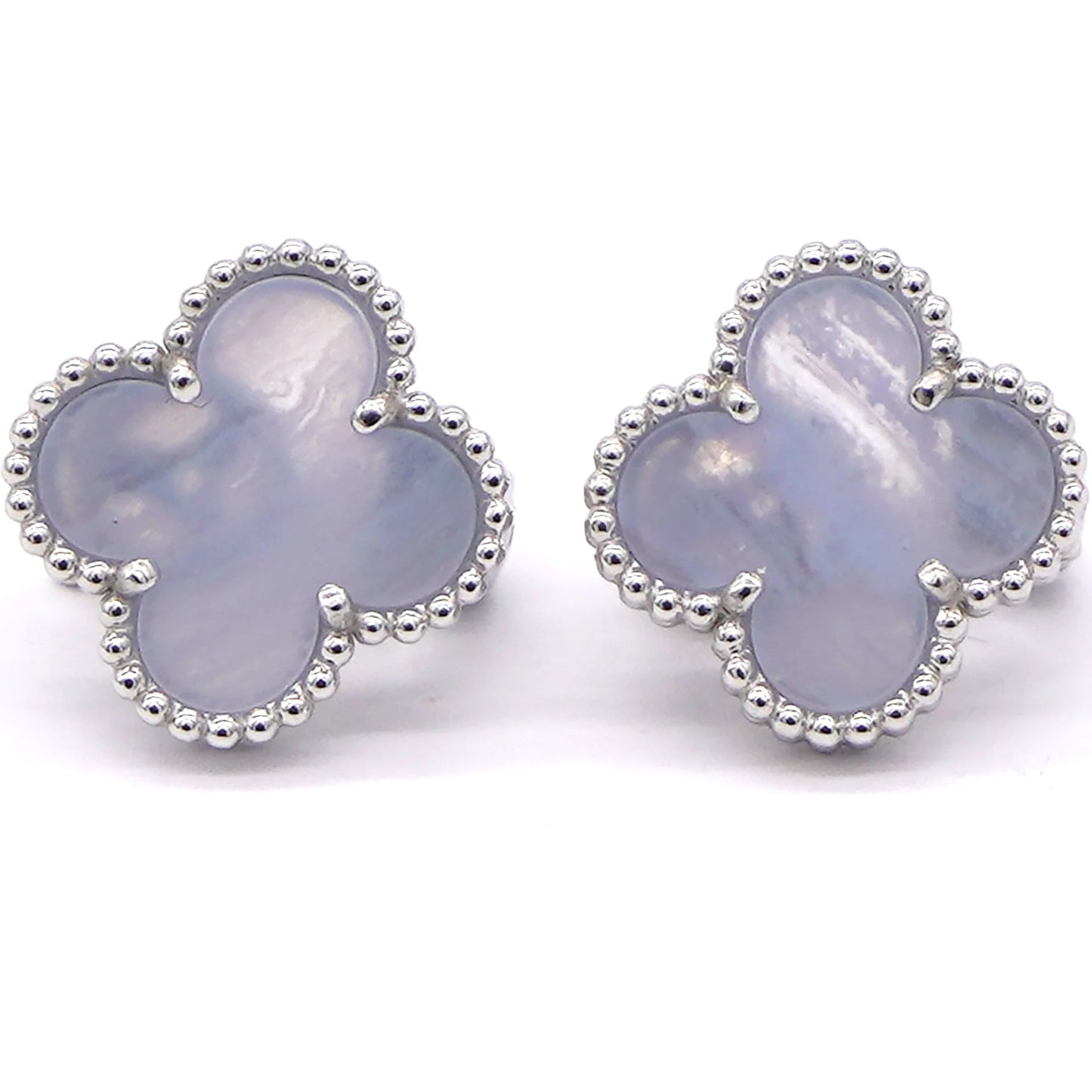 Clover Chalcedony Stud Earrings