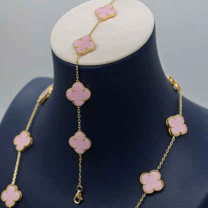 Clovers 10 Motifs Pink Necklace