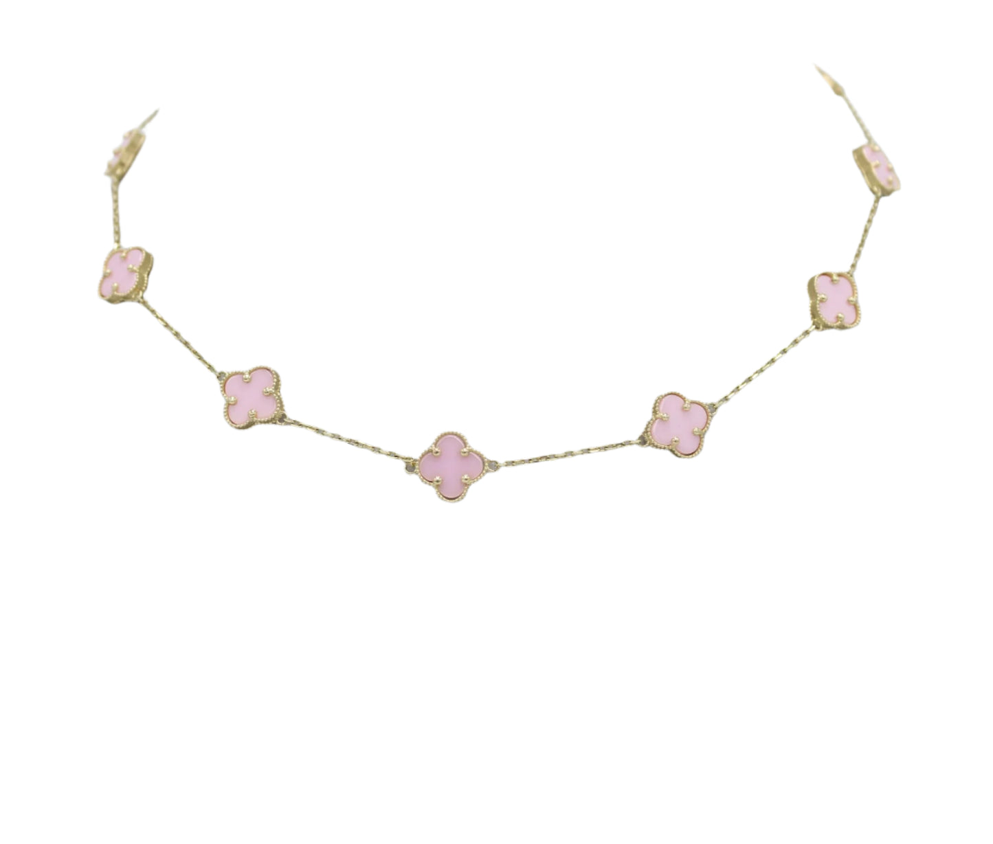 Clovers 10 Motifs Pink Necklace