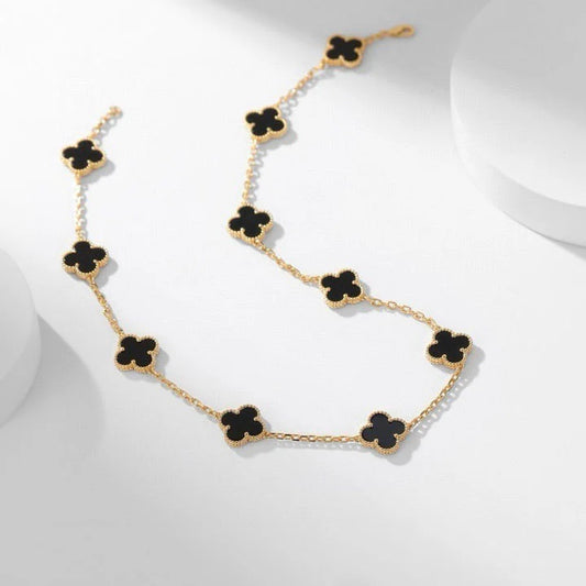 Clovers 10 Motifs Onyx Necklace