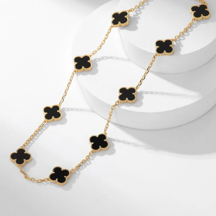 Clovers 10 Motifs Onyx Necklace