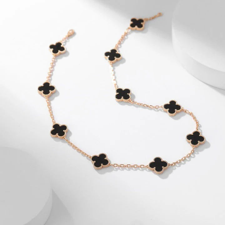 Clovers 10 Motifs Onyx Necklace