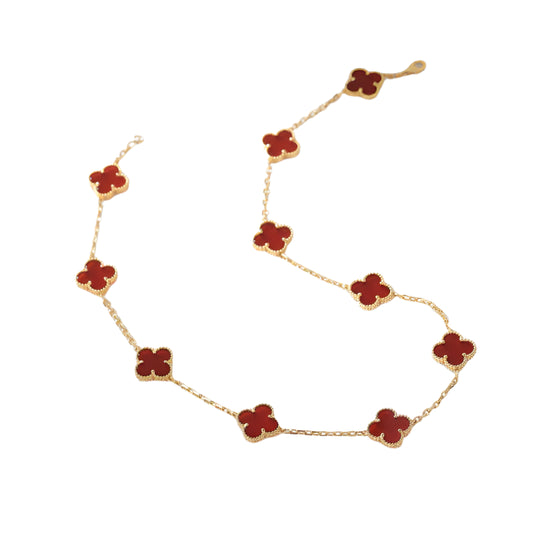 Clovers 10 Motifs Carnelian Necklace