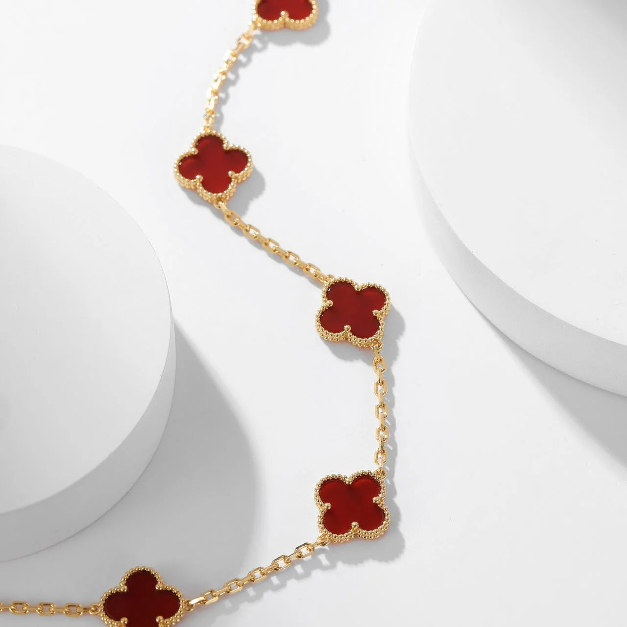 Clovers 10 Motifs Carnelian Necklace