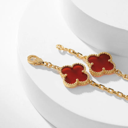 Clovers 10 Motifs Carnelian Necklace