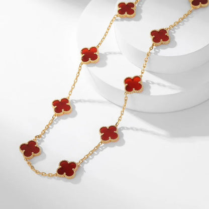 Clovers 10 Motifs Carnelian Necklace