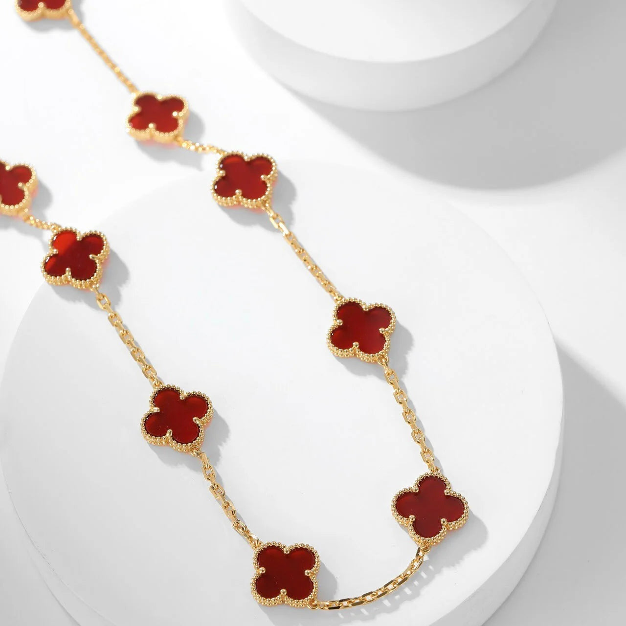 Clovers 10 Motifs Carnelian Necklace