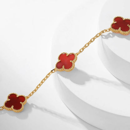 Clovers 10 Motifs Carnelian Necklace