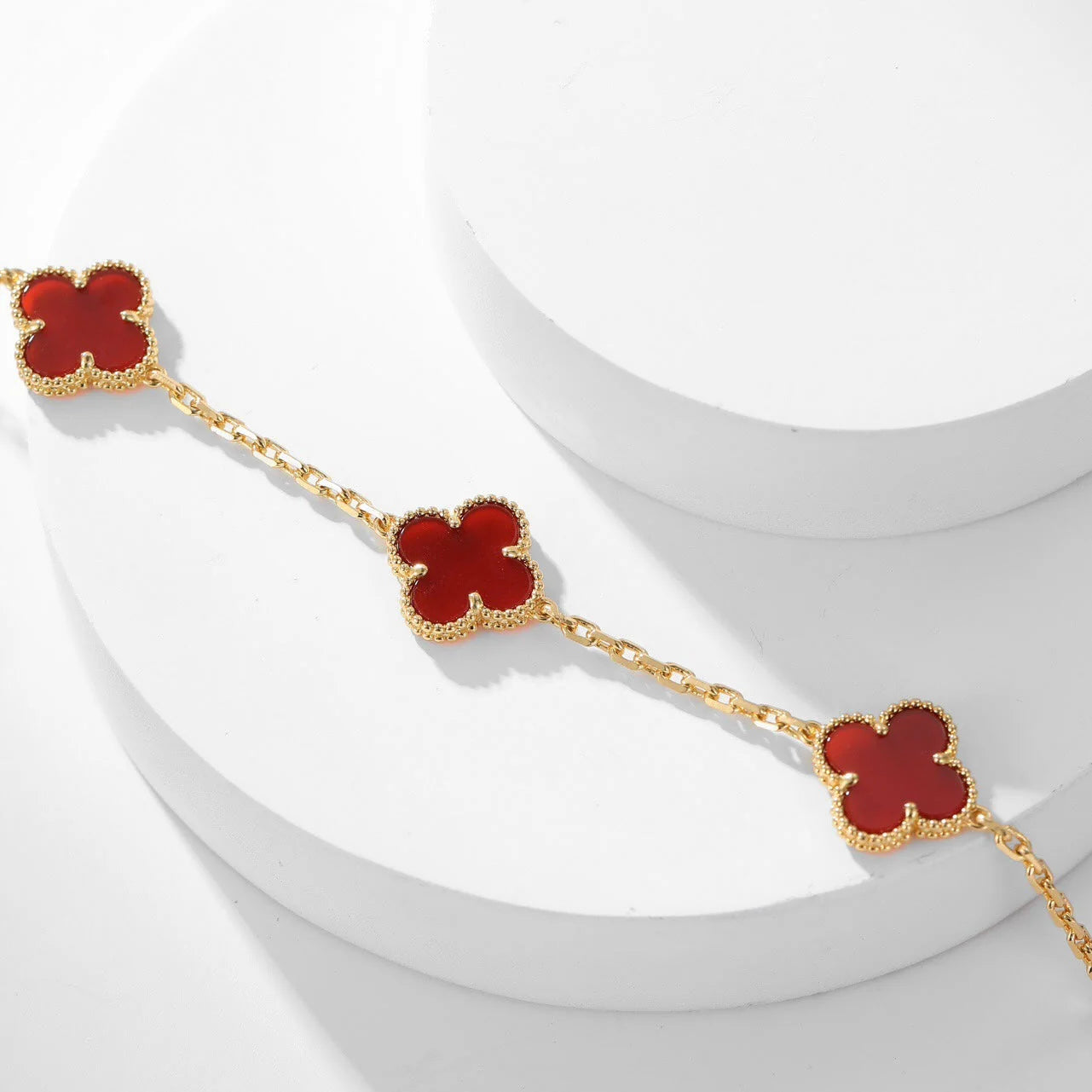 Clovers 10 Motifs Carnelian Necklace