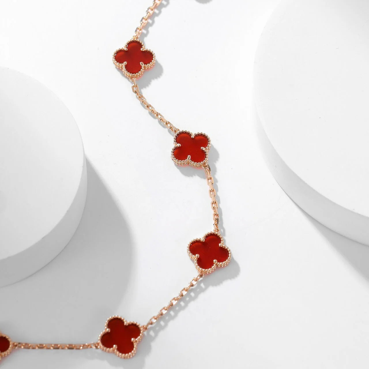 Clovers 10 Motifs Carnelian Necklace