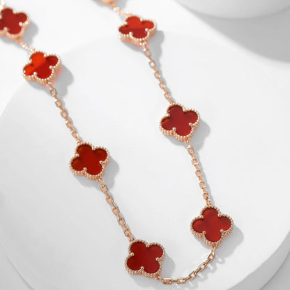 Clovers 10 Motifs Carnelian Necklace