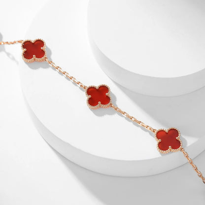 Clovers 10 Motifs Carnelian Necklace